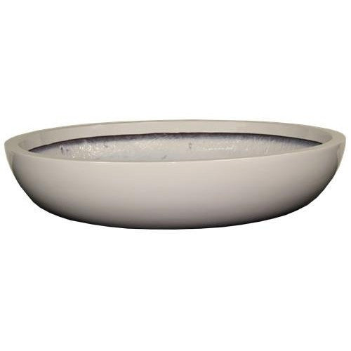 CLAYWARE, SERVING DISH, LARGE, LOW, CLAY SAND, GLAZE LIGHT GREY